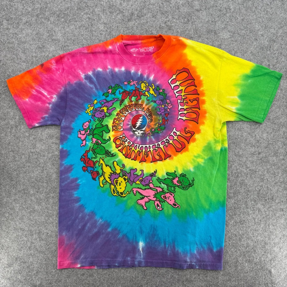 Liquid Blue T-Shirt Mens L Dancing Bears Spiral Multicolor Tie-Dye EUC